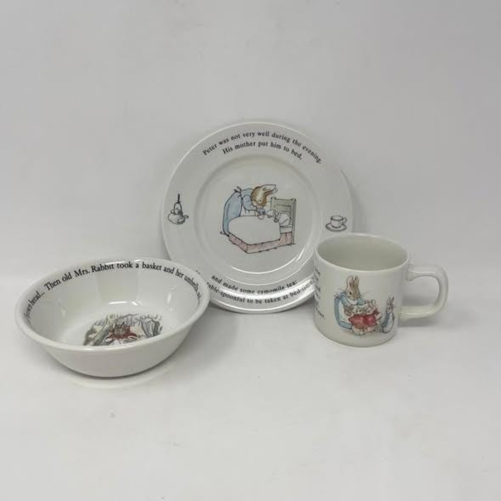 Wedgewood Peter Rabbit Beatrix Potter Designs Plate Bowl Mug 3 Piece Set‎ Easter